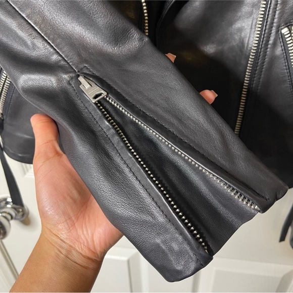 NWOT ALL SAINTS THE DALDY BLACK BIKER LEATHER JACKET SIZE O - Picture 14 of 16